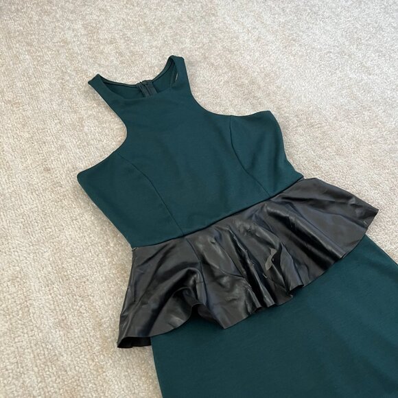 3 for $6 Solemio Bodycon Cocktail Summer Faux Leather Peplum Dress S - Picture 3 of 9